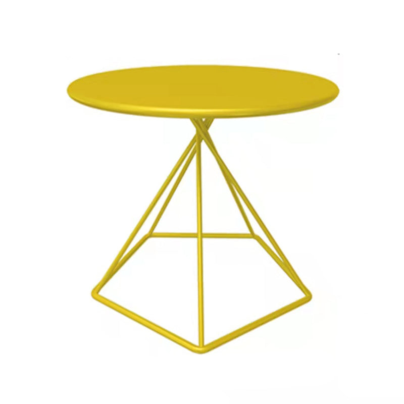 Metal Frame End Table Solid Color Round Side End Table for Living Room Yellow 19.7"L x 19.7"W x 19.7"H Clearhalo 'Coffee & Accent Tables' 'End & Side Tables' 'end_side_table' 'Furniture' 'furniture_end_side_table' 'Living Room Furniture' 5045984