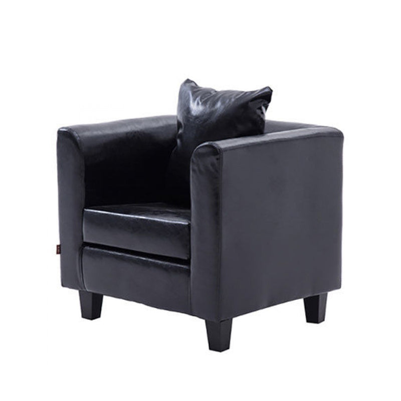 Arm Chair 28.3" L x25.5" W x25.9" H Solid Wood Frame Chair for Living Room Black Faux Leather Clearhalo 'Accent Chairs' 'accent_chairs' 'Chairs & Seating' 'furn' 'furn_accent_chairs' 'Furniture' 'furniture_accent_chairs' 'Living Room Furniture' 5046016