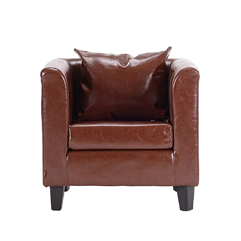 Arm Chair 28.3" L x25.5" W x25.9" H Solid Wood Frame Chair for Living Room Red Brown Faux Leather Clearhalo 'Accent Chairs' 'accent_chairs' 'Chairs & Seating' 'furn' 'furn_accent_chairs' 'Furniture' 'furniture_accent_chairs' 'Living Room Furniture' 5046025
