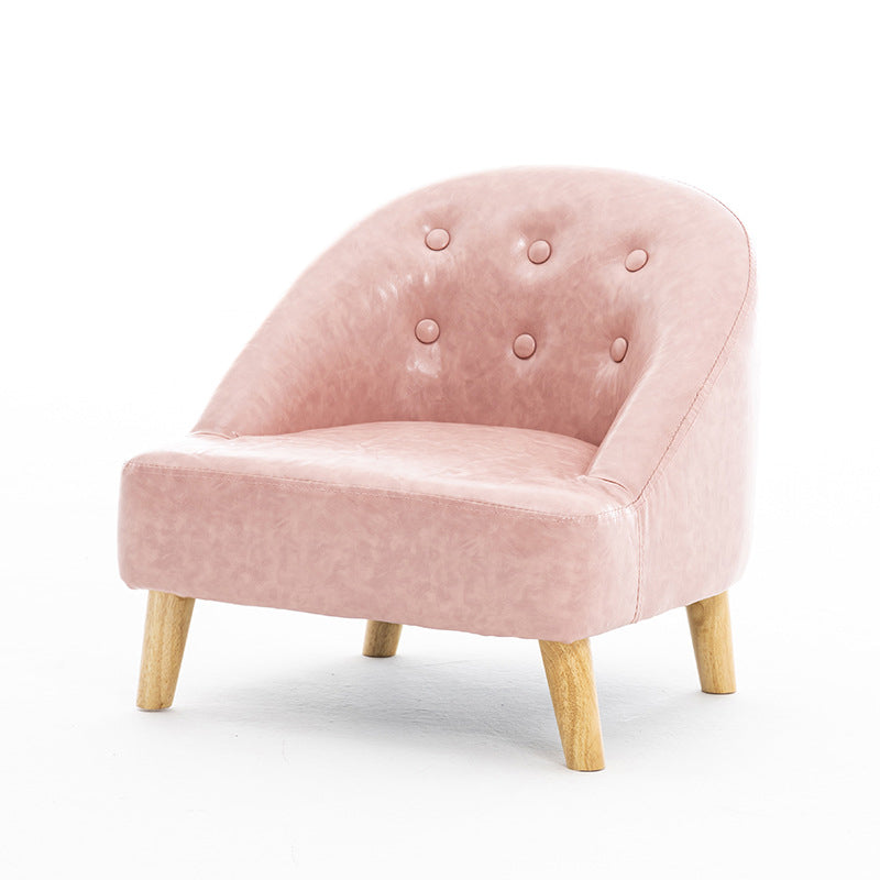 Barrel Chair 19.6" L x20.4" W x20" H Arms Included Chair for Living Room Faux Leather Pink Clearhalo 'Accent Chairs' 'accent_chairs' 'Chairs & Seating' 'Furniture' 'furniture_accent_chairs' 'Living Room Furniture' 5046041
