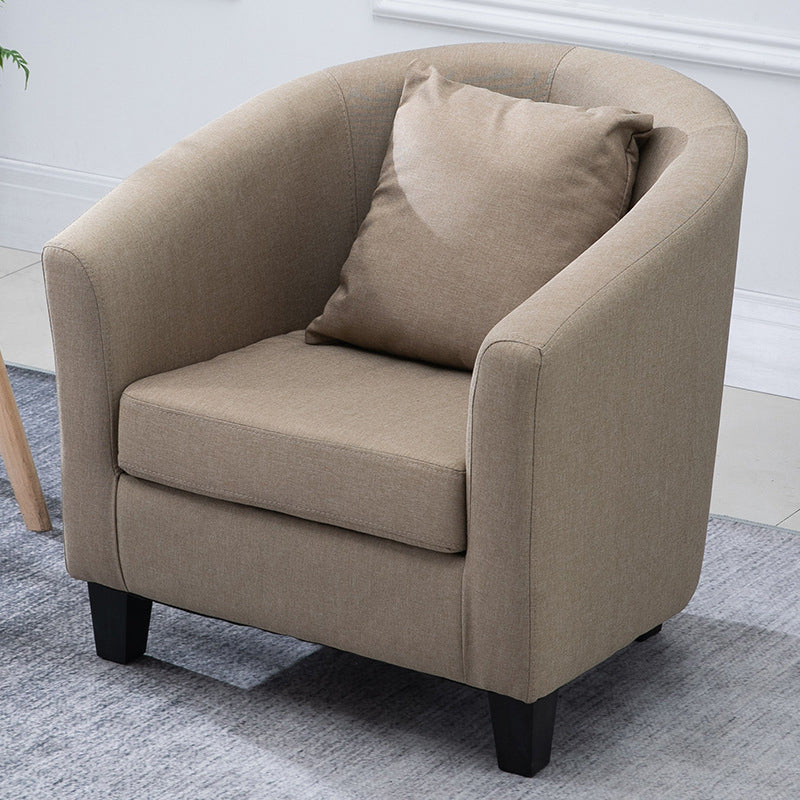 Linen Chair 28.3" L x 25.5" W x 28.3" H Removable Cushions Chair Khaki Clearhalo 'Accent Chairs' 'accent_chairs' 'Chairs & Seating' 'furn' 'furn_accent_chairs' 'Furniture' 'furniture_accent_chairs' 'Living Room Furniture' 5046057