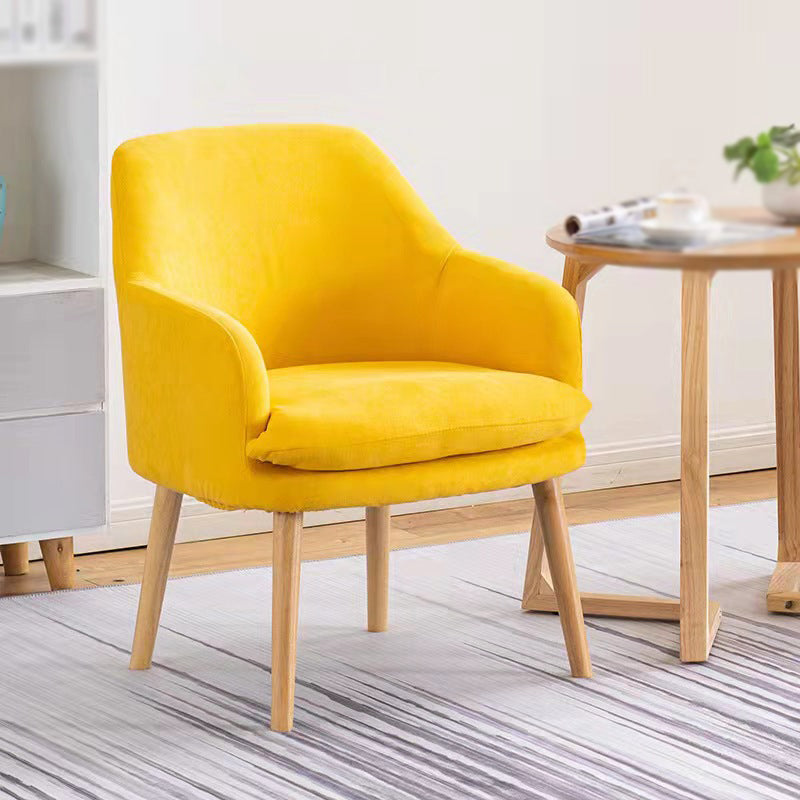Linen Chair 23.65" L x25.5" W x29.9" H Removable Cushion Chair Lemon Yellow Clearhalo 'Accent Chairs' 'accent_chairs' 'Chairs & Seating' 'furn' 'furn_accent_chairs' 'Furniture' 'furniture_accent_chairs' 'Living Room Furniture' 5046072