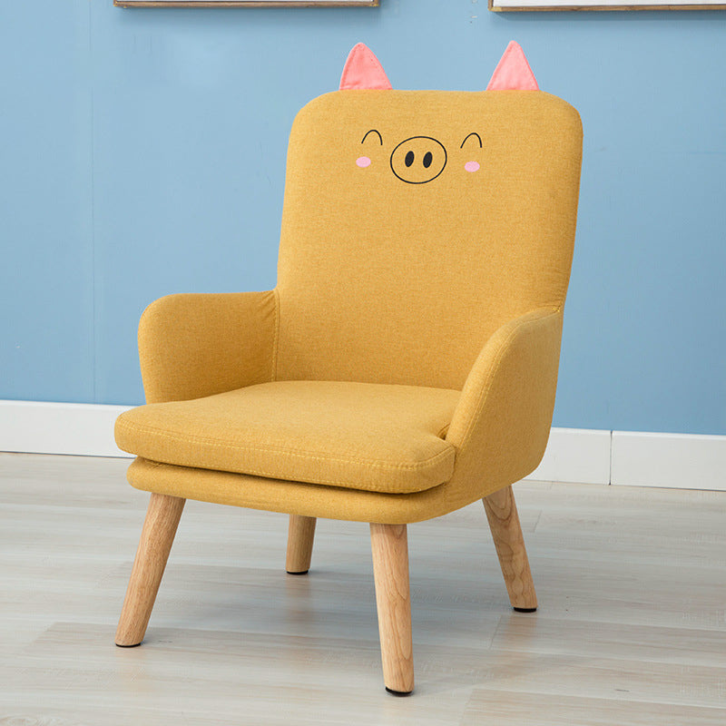 Linen Chair 18.5" L x19.6" W x28.3" H Arms Included Chair for Living Room Beige Clearhalo 'Accent Chairs' 'accent_chairs' 'Chairs & Seating' 'Furniture' 'furniture_accent_chairs' 'Living Room Furniture' 5046081