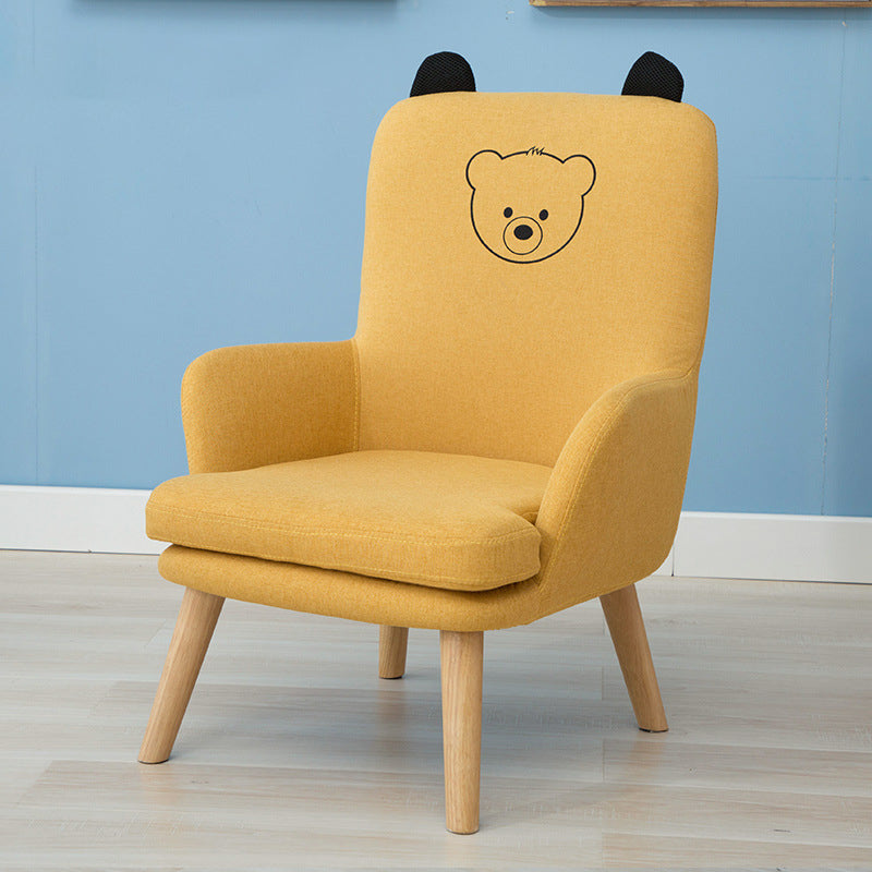 Linen Chair 18.5" L x19.6" W x28.3" H Arms Included Chair for Living Room Yellow Clearhalo 'Accent Chairs' 'accent_chairs' 'Chairs & Seating' 'Furniture' 'furniture_accent_chairs' 'Living Room Furniture' 5046083