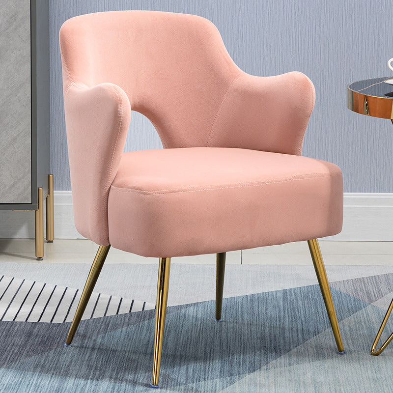 Armchair Chair 23.6" L x23.6" W x30.7" H Chair with Basic Four Legs Velvet Pink Clearhalo 'Accent Chairs' 'accent_chairs' 'Chairs & Seating' 'Furniture' 'furniture_accent_chairs' 'Living Room Furniture' 5046094