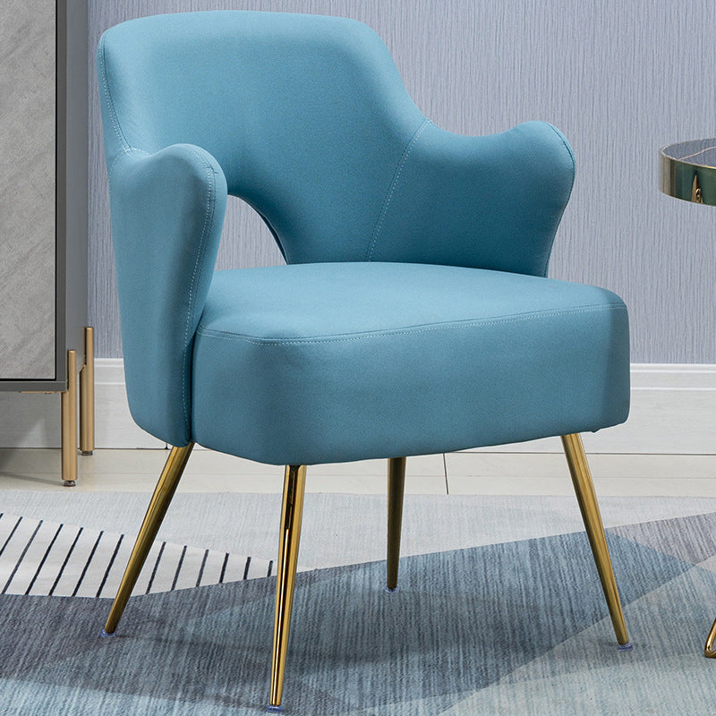 Armchair Chair 23.6" L x23.6" W x30.7" H Chair with Basic Four Legs Faux Leather Blue Clearhalo 'Accent Chairs' 'accent_chairs' 'Chairs & Seating' 'Furniture' 'furniture_accent_chairs' 'Living Room Furniture' 5046097