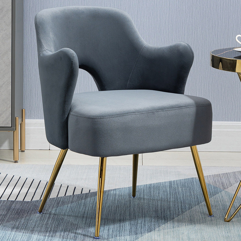 Armchair Chair 23.6" L x23.6" W x30.7" H Chair with Basic Four Legs Velvet Dark Gray Clearhalo 'Accent Chairs' 'accent_chairs' 'Chairs & Seating' 'Furniture' 'furniture_accent_chairs' 'Living Room Furniture' 5046099