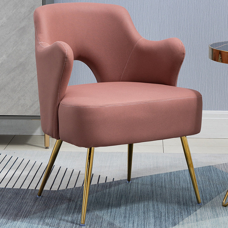 Armchair Chair 23.6" L x23.6" W x30.7" H Chair with Basic Four Legs Faux Leather Dusty Pink Clearhalo 'Accent Chairs' 'accent_chairs' 'Chairs & Seating' 'Furniture' 'furniture_accent_chairs' 'Living Room Furniture' 5046104