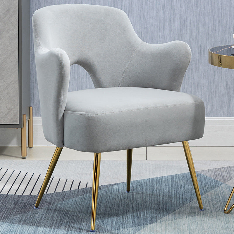 Armchair Chair 23.6" L x23.6" W x30.7" H Chair with Basic Four Legs Velvet Light Gray Clearhalo 'Accent Chairs' 'accent_chairs' 'Chairs & Seating' 'Furniture' 'furniture_accent_chairs' 'Living Room Furniture' 5046106