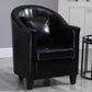 Armchair Chair 26.3" L x25.5" W x35.4" H Chair with Basic Four Legs Black Genuine Leather Clearhalo 'Accent Chairs' 'accent_chairs' 'Chairs & Seating' 'Furniture' 'furniture_accent_chairs' 'Living Room Furniture' 5046111