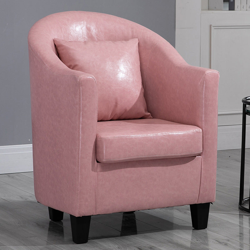 Armchair Chair 26.3" L x25.5" W x35.4" H Chair with Basic Four Legs Pink Genuine Leather Clearhalo 'Accent Chairs' 'accent_chairs' 'Chairs & Seating' 'Furniture' 'furniture_accent_chairs' 'Living Room Furniture' 5046114
