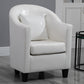 Armchair Chair 26.3" L x25.5" W x35.4" H Chair with Basic Four Legs White Genuine Leather Clearhalo 'Accent Chairs' 'accent_chairs' 'Chairs & Seating' 'Furniture' 'furniture_accent_chairs' 'Living Room Furniture' 5046116