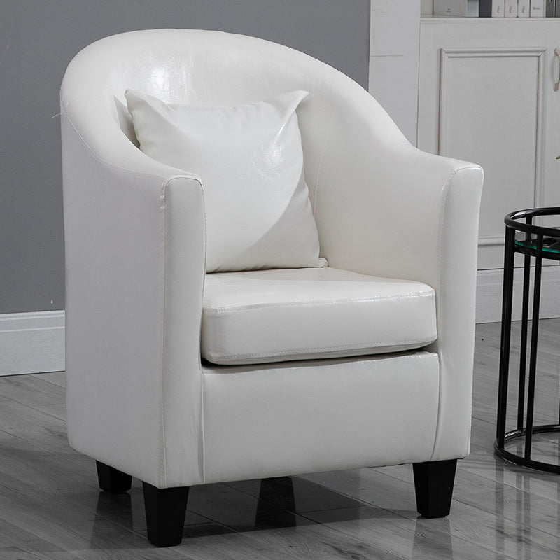 Armchair Chair 26.3" L x25.5" W x35.4" H Chair with Basic Four Legs White Genuine Leather Clearhalo 'Accent Chairs' 'accent_chairs' 'Chairs & Seating' 'Furniture' 'furniture_accent_chairs' 'Living Room Furniture' 5046116