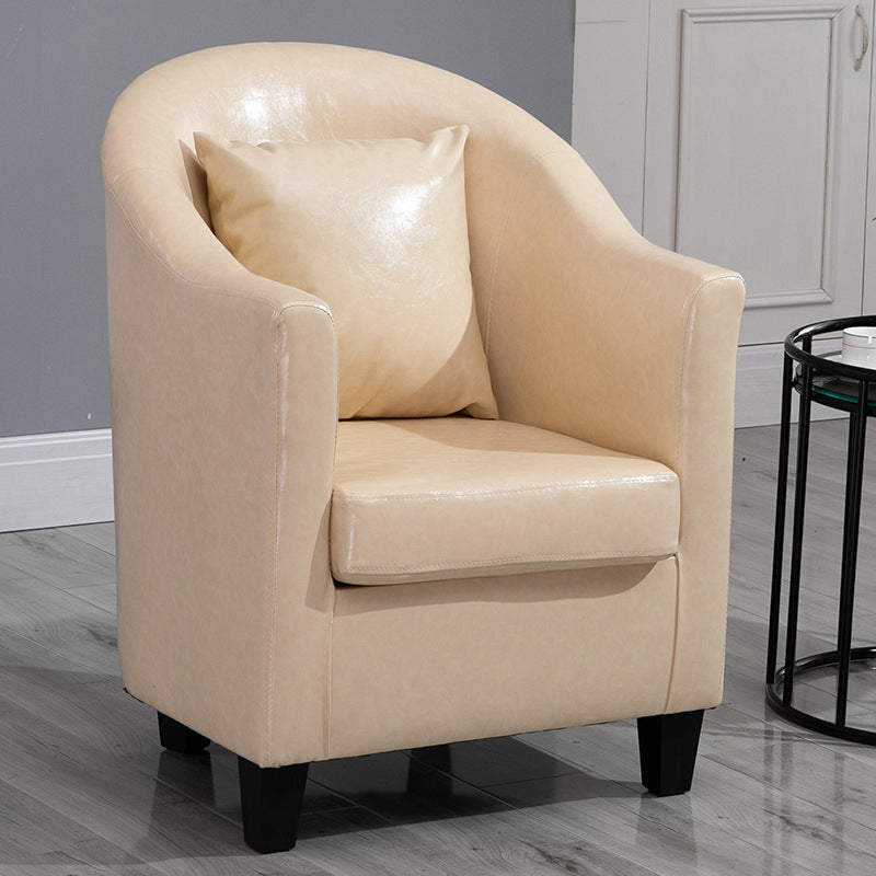 Armchair Chair 26.3" L x25.5" W x35.4" H Chair with Basic Four Legs Beige Genuine Leather Clearhalo 'Accent Chairs' 'accent_chairs' 'Chairs & Seating' 'Furniture' 'furniture_accent_chairs' 'Living Room Furniture' 5046118