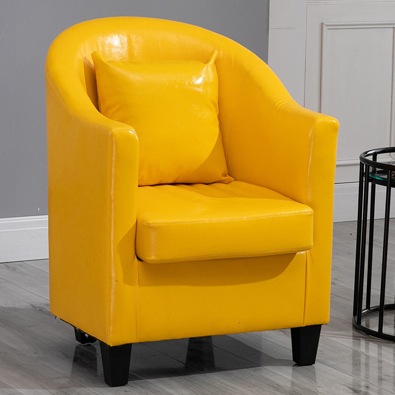 Armchair Chair 26.3" L x25.5" W x35.4" H Chair with Basic Four Legs Yellow Genuine Leather Clearhalo 'Accent Chairs' 'accent_chairs' 'Chairs & Seating' 'Furniture' 'furniture_accent_chairs' 'Living Room Furniture' 5046119