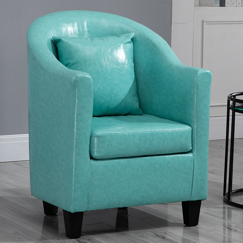 Armchair Chair 26.3" L x25.5" W x35.4" H Chair with Basic Four Legs Light Green Genuine Leather Clearhalo 'Accent Chairs' 'accent_chairs' 'Chairs & Seating' 'Furniture' 'furniture_accent_chairs' 'Living Room Furniture' 5046126