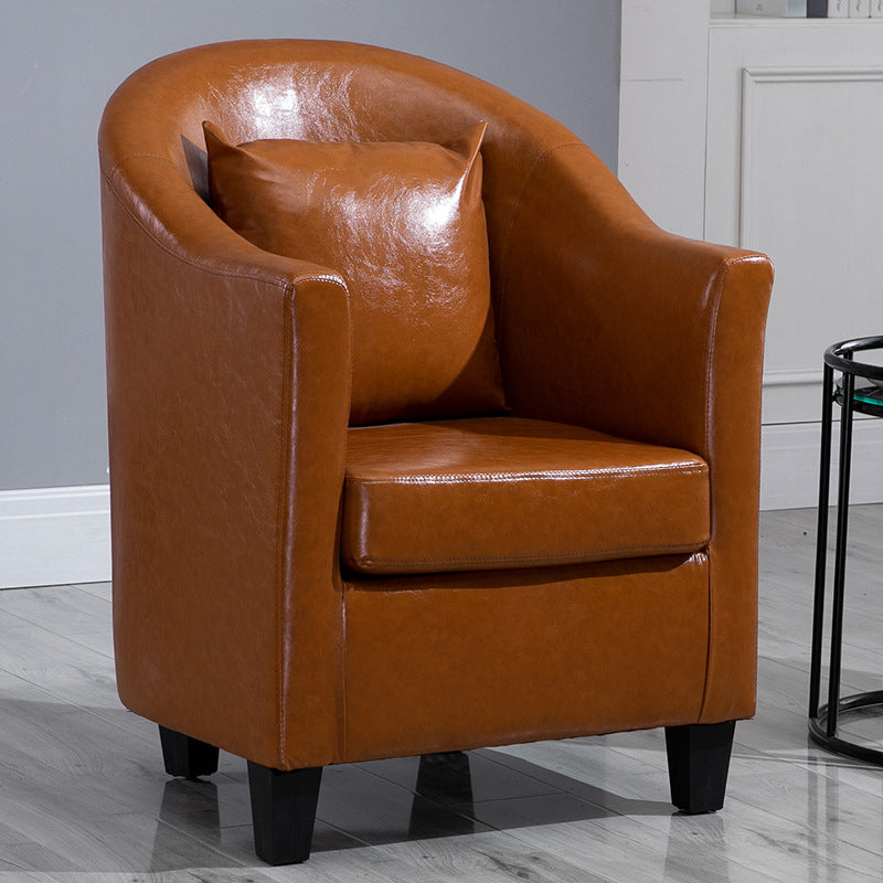 Armchair Chair 26.3" L x25.5" W x35.4" H Chair with Basic Four Legs Light Brown Genuine Leather Clearhalo 'Accent Chairs' 'accent_chairs' 'Chairs & Seating' 'Furniture' 'furniture_accent_chairs' 'Living Room Furniture' 5046128