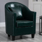 Armchair Chair 26.3" L x25.5" W x35.4" H Chair with Basic Four Legs Blackish Green Genuine Leather Clearhalo 'Accent Chairs' 'accent_chairs' 'Chairs & Seating' 'Furniture' 'furniture_accent_chairs' 'Living Room Furniture' 5046131