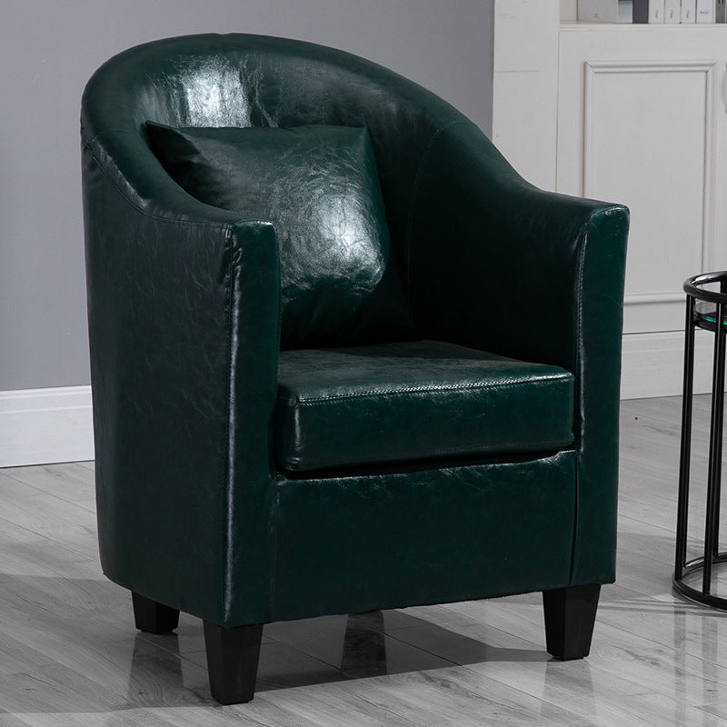 Armchair Chair 26.3" L x25.5" W x35.4" H Chair with Basic Four Legs Blackish Green Genuine Leather Clearhalo 'Accent Chairs' 'accent_chairs' 'Chairs & Seating' 'Furniture' 'furniture_accent_chairs' 'Living Room Furniture' 5046131