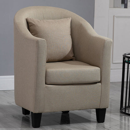 Armchair Chair 26.3" L x25.5" W x35.4" H Chair with Basic Four Legs Khaki Linen Clearhalo 'Accent Chairs' 'accent_chairs' 'Chairs & Seating' 'Furniture' 'furniture_accent_chairs' 'Living Room Furniture' 5046134