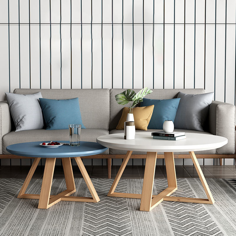 Nordic Style Cocktail Table Multi-color Selection Solid Wood Material Round Coffee Table White Blue Clearhalo 'Coffee & Accent Tables' 'Coffee Tables' 'coffee_tables' 'furn' 'furn_coffee_tables' 'Furniture' 'furniture_coffee_tables' 'Living Room Furniture' 5046159