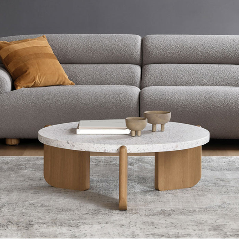 Single 3 Legs Coffee Table Wooden Modern Beige/Brown/Black Cocktail Table Natural Clearhalo 'Coffee & Accent Tables' 'Coffee Tables' 'coffee_tables' 'furn' 'furn_coffee_tables' 'Furniture' 'furniture_coffee_tables' 'Living Room Furniture' 5046175