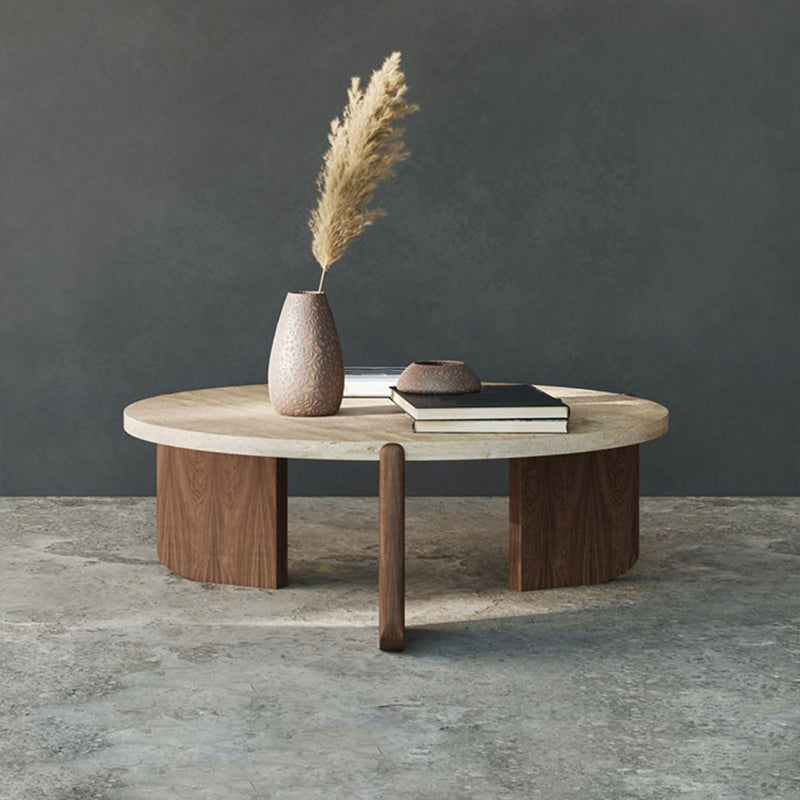 Single 3 Legs Coffee Table Wooden Modern Beige/Brown/Black Cocktail Table Brown Clearhalo 'Coffee & Accent Tables' 'Coffee Tables' 'coffee_tables' 'furn' 'furn_coffee_tables' 'Furniture' 'furniture_coffee_tables' 'Living Room Furniture' 5046177