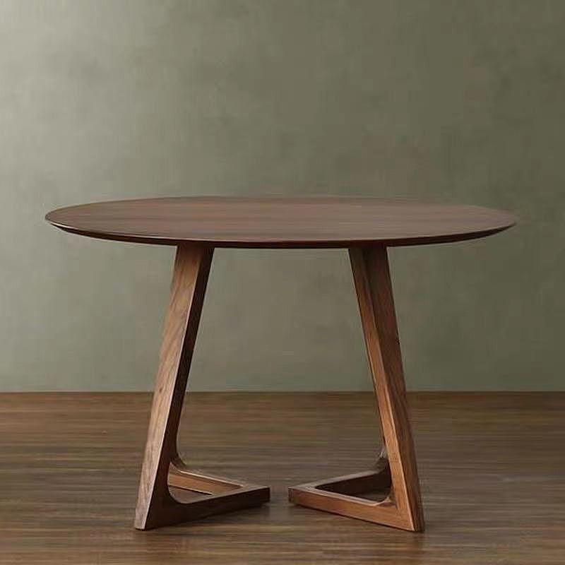 Mesa de centro con patas de trineo de madera única, mesa de cóctel redonda