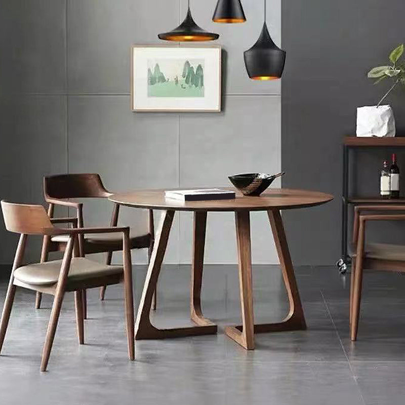 Mesa de centro con patas de trineo de madera única, mesa de cóctel redonda