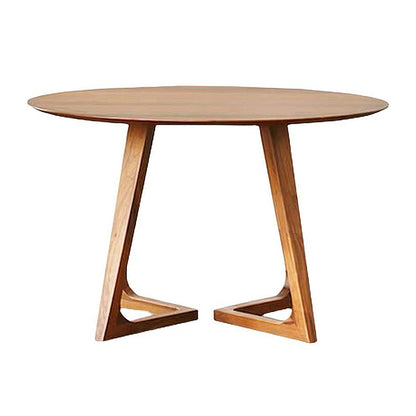 Mesa de centro con patas de trineo de madera única, mesa de cóctel redonda