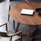 Mesa de centro con patas de trineo de madera única, mesa de cóctel redonda