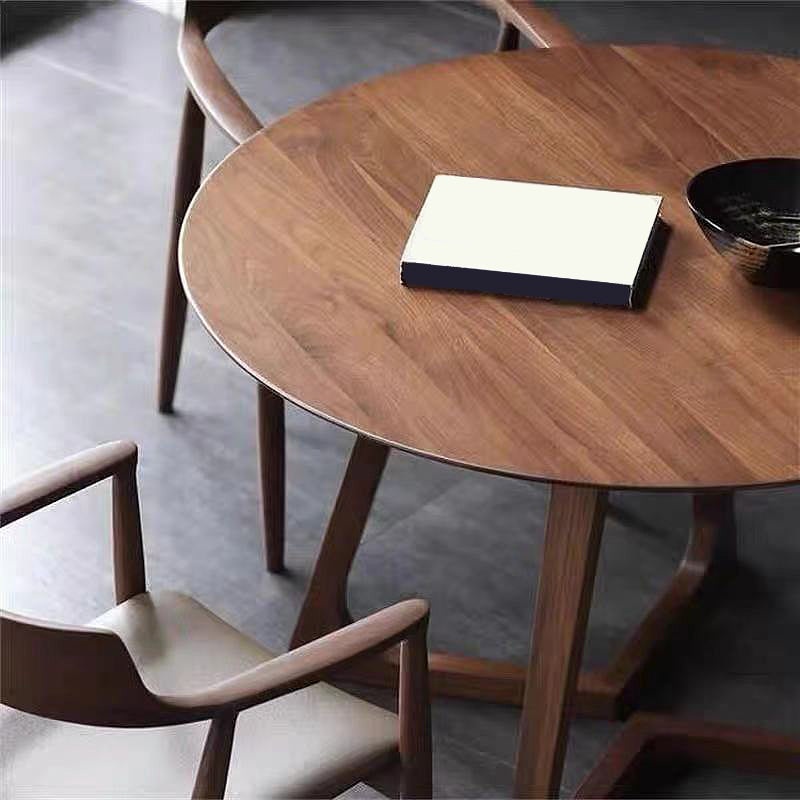 Mesa de centro con patas de trineo de madera única, mesa de cóctel redonda