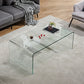 Sled Single Coffee Table Glass Modern Black/White Open Shelf Cocktail Table Clearhalo 'Coffee & Accent Tables' 'Coffee Tables' 'coffee_tables' 'furn' 'furn_coffee_tables' 'Furniture' 'furniture_coffee_tables' 'Living Room Furniture' 5046209