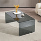 Sled Single Coffee Table Glass Modern Black/White Open Shelf Cocktail Table Clearhalo 'Coffee & Accent Tables' 'Coffee Tables' 'coffee_tables' 'furn' 'furn_coffee_tables' 'Furniture' 'furniture_coffee_tables' 'Living Room Furniture' 5046211