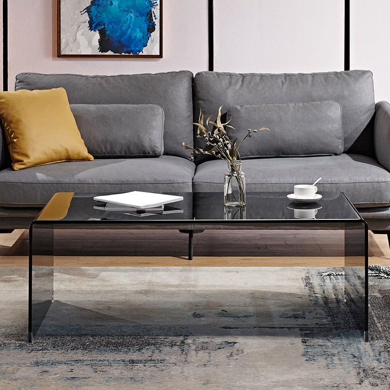 Sled Single Coffee Table Glass Modern Black/White Open Shelf Cocktail Table Clearhalo 'Coffee & Accent Tables' 'Coffee Tables' 'coffee_tables' 'furn' 'furn_coffee_tables' 'Furniture' 'furniture_coffee_tables' 'Living Room Furniture' 5046213