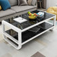 Sled Coffee Table with Shelf Rectangular 1 Single Coffee Table White Black White Clearhalo 'Coffee & Accent Tables' 'Coffee Tables' 'coffee_tables' 'furn' 'furn_coffee_tables' 'Furniture' 'furniture_coffee_tables' 'Living Room Furniture' 5046251
