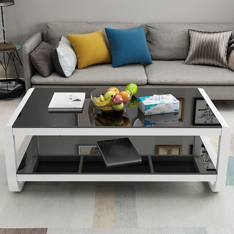 Sled Coffee Table with Shelf Rectangular 1 Single Coffee Table Clearhalo 'Coffee & Accent Tables' 'Coffee Tables' 'coffee_tables' 'furn' 'furn_coffee_tables' 'Furniture' 'furniture_coffee_tables' 'Living Room Furniture' 5046254