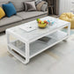 Sled Coffee Table with Shelf Rectangular 1 Single Coffee Table White White Black Clearhalo 'Coffee & Accent Tables' 'Coffee Tables' 'coffee_tables' 'furn' 'furn_coffee_tables' 'Furniture' 'furniture_coffee_tables' 'Living Room Furniture' 5046259