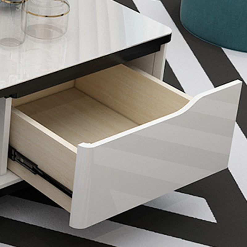 17.7 " Tall Contemporary Wood 4 Legs Glass/slate Rectangular Top Coffee Table with Drawers Clearhalo 'Coffee & Accent Tables' 'Coffee Tables' 'coffee_tables' 'furn' 'furn_coffee_tables' 'Furniture' 'furniture_coffee_tables' 'Living Room Furniture' 5046275