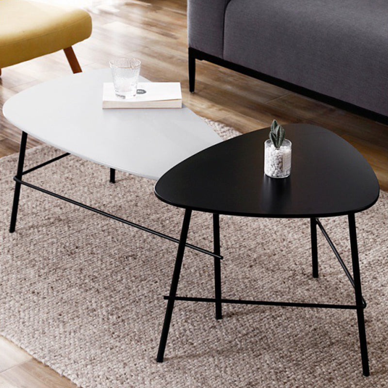 Modern Metal 3 Legs / Trestle Base Triangle / Oval Wood Top Coffee Table Clearhalo 'Coffee & Accent Tables' 'Coffee Tables' 'coffee_tables' 'furn' 'furn_coffee_tables' 'Furniture' 'furniture_coffee_tables' 'Living Room Furniture' 5046305