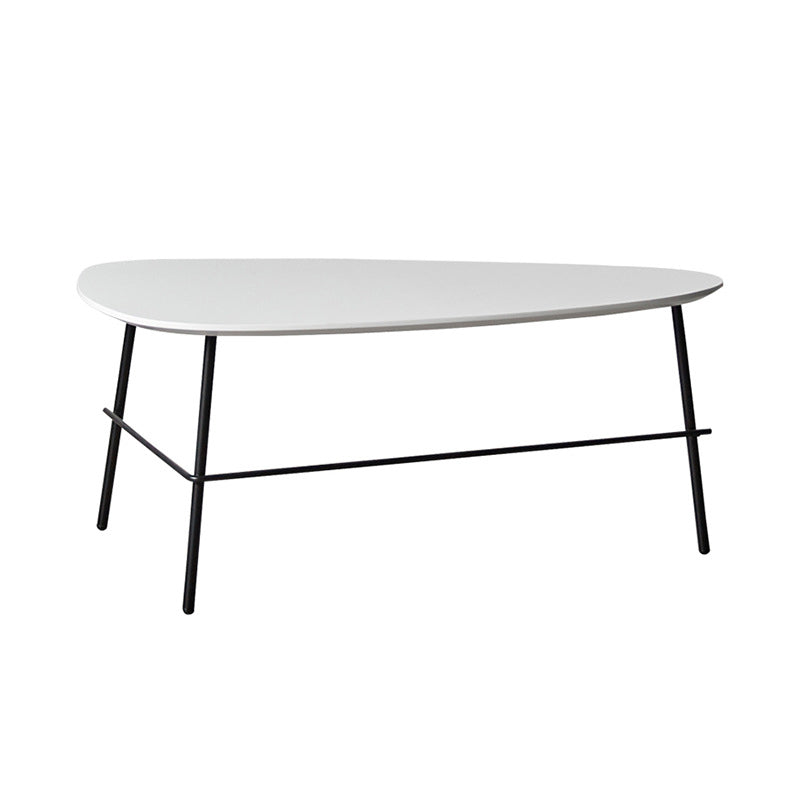 Modern Metal 3 Legs / Trestle Base Triangle / Oval Wood Top Coffee Table Clearhalo 'Coffee & Accent Tables' 'Coffee Tables' 'coffee_tables' 'furn' 'furn_coffee_tables' 'Furniture' 'furniture_coffee_tables' 'Living Room Furniture' 5046307