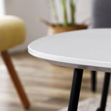 Modern Metal 3 Legs / Trestle Base Triangle / Oval Wood Top Coffee Table Clearhalo 'Coffee & Accent Tables' 'Coffee Tables' 'coffee_tables' 'furn' 'furn_coffee_tables' 'Furniture' 'furniture_coffee_tables' 'Living Room Furniture' 5046312
