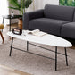 Modern Metal 3 Legs / Trestle Base Triangle / Oval Wood Top Coffee Table Clearhalo 'Coffee & Accent Tables' 'Coffee Tables' 'coffee_tables' 'furn' 'furn_coffee_tables' 'Furniture' 'furniture_coffee_tables' 'Living Room Furniture' 5046315