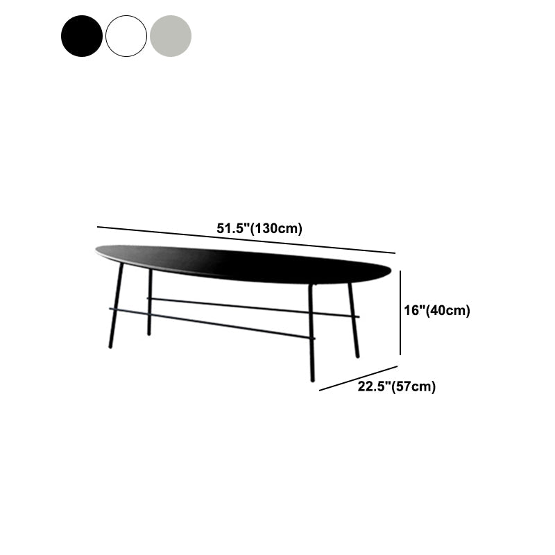 Modern Metal 3 Legs / Trestle Base Triangle / Oval Wood Top Coffee Table Clearhalo 'Coffee & Accent Tables' 'Coffee Tables' 'coffee_tables' 'furn' 'furn_coffee_tables' 'Furniture' 'furniture_coffee_tables' 'Living Room Furniture' 5046321