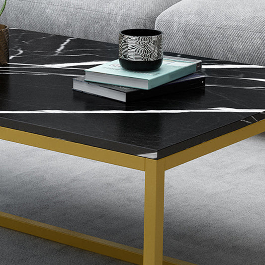 17.7" Tall Modern Steel Trestle Base Rectangular Wood Top Coffee Table Clearhalo 'Coffee & Accent Tables' 'Coffee Tables' 'coffee_tables' 'furn' 'furn_coffee_tables' 'Furniture' 'furniture_coffee_tables' 'Living Room Furniture' 5046340