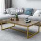 17.7" Tall Modern Steel Trestle Base Rectangular Wood Top Coffee Table Gold Walnut Clearhalo 'Coffee & Accent Tables' 'Coffee Tables' 'coffee_tables' 'furn' 'furn_coffee_tables' 'Furniture' 'furniture_coffee_tables' 'Living Room Furniture' 5046344