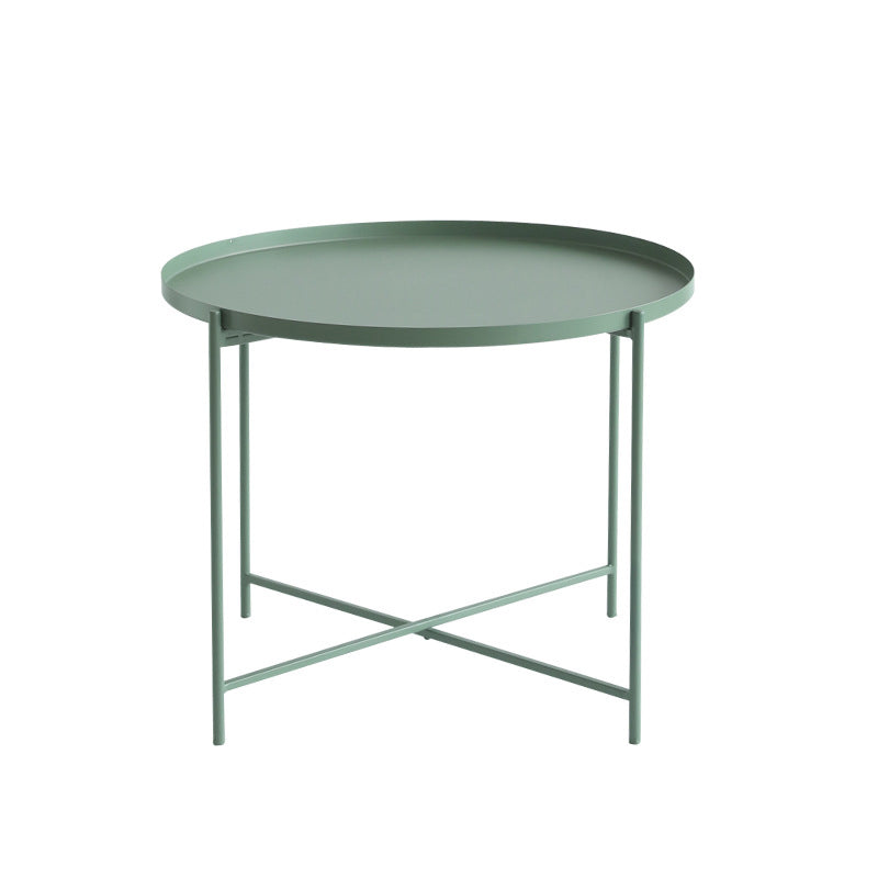 Modern Cross Legs Ironcraft Round Top Coffee Table/Nesting Tables 24"L x 24"W x 18.5"H Green Clearhalo 'Coffee & Accent Tables' 'Coffee Tables' 'coffee_tables' 'furn' 'furn_coffee_tables' 'Furniture' 'furniture_coffee_tables' 'Living Room Furniture' 5046360