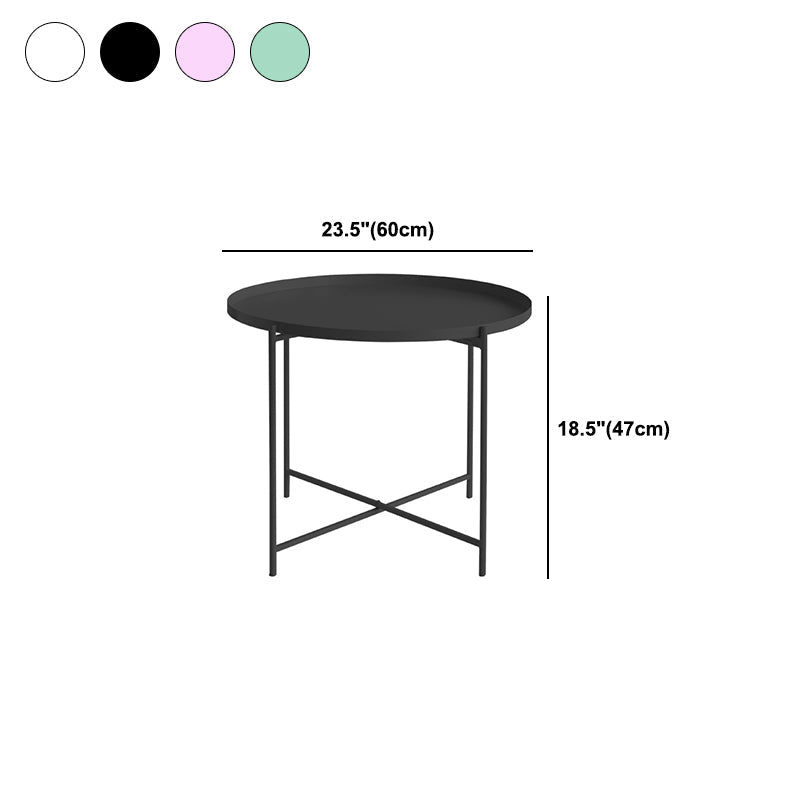 Modern Cross Legs Ironcraft Round Top Coffee Table/Nesting Tables Clearhalo 'Coffee & Accent Tables' 'Coffee Tables' 'coffee_tables' 'furn' 'furn_coffee_tables' 'Furniture' 'furniture_coffee_tables' 'Living Room Furniture' 5046371