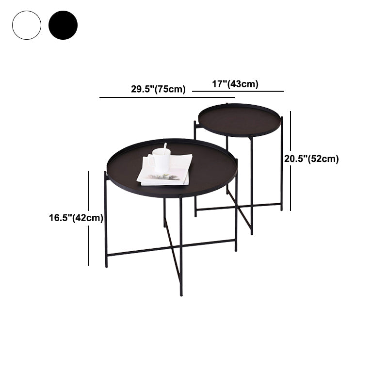 Modern Cross Legs Ironcraft Round Top Coffee Table/Nesting Tables Clearhalo 'Coffee & Accent Tables' 'Coffee Tables' 'coffee_tables' 'furn' 'furn_coffee_tables' 'Furniture' 'furniture_coffee_tables' 'Living Room Furniture' 5046373