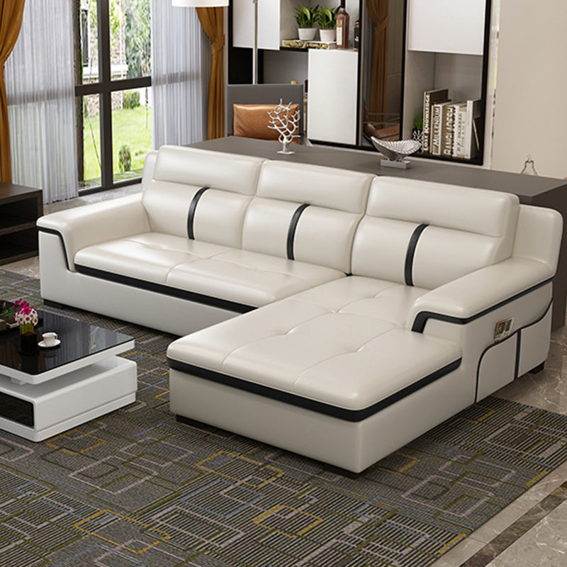Gorgeous Style Seating White Black Sofa with Pillow Back Sofa Clearhalo 'furn' 'furn_sectionals' 'Furniture' 'furniture_sectionals' 'Living Room Furniture' 'Sectionals' 5046389